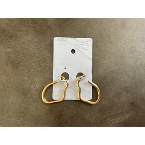 Gold Irregular Shape Metal Hoop Earrings